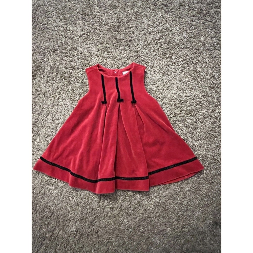 Vintage Gymboree Red Velour Holiday Christmas Winter‎ Dress Size 2-3 Years